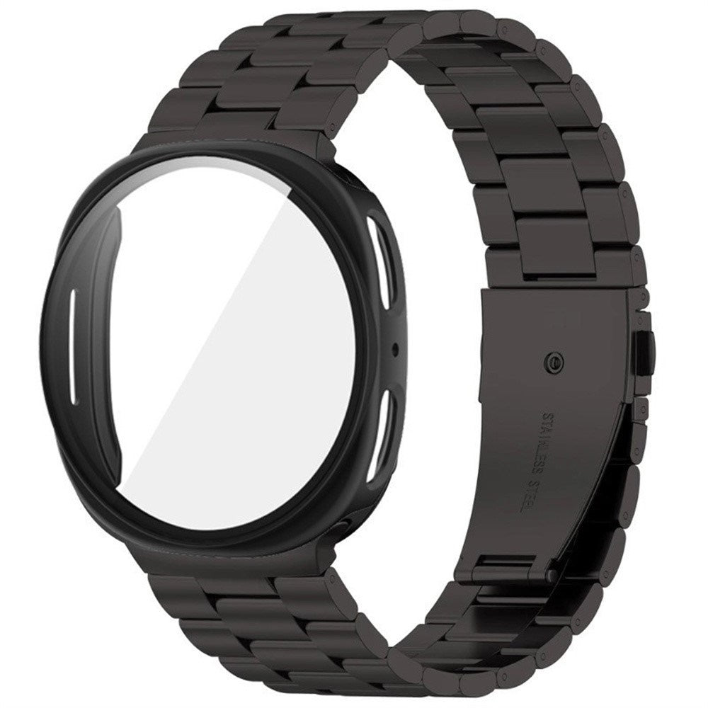 Samsung Galaxy Watch 8 / 9 (40mm) EIDERWOOD Stainless Steel Watch Band with Plastic Case & Screen Protector - Black