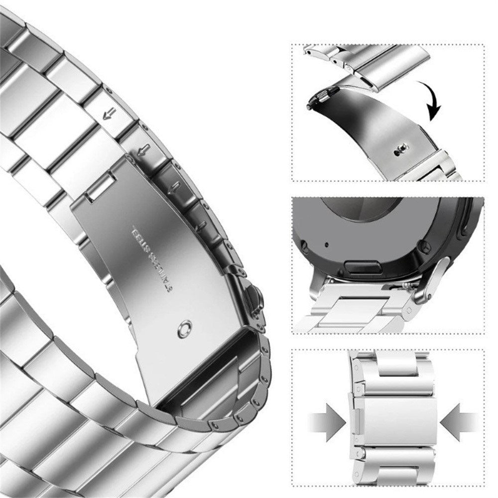 Samsung Galaxy Watch 8 / 9 (40mm) EIDERWOOD Stainless Steel Watch Band with Plastic Case & Screen Protector - Silver