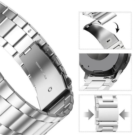 Samsung Galaxy Watch 8 / 9 (40mm) EIDERWOOD Stainless Steel Watch Band with Plastic Case & Screen Protector - Silver