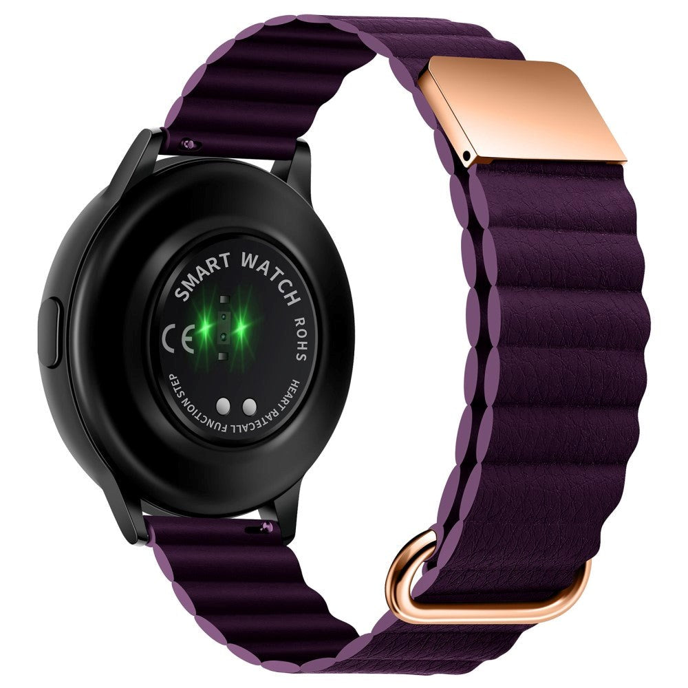 Smartwatch Strap 20mm Magnetic Litchi Leather - Purple / Rose Gold