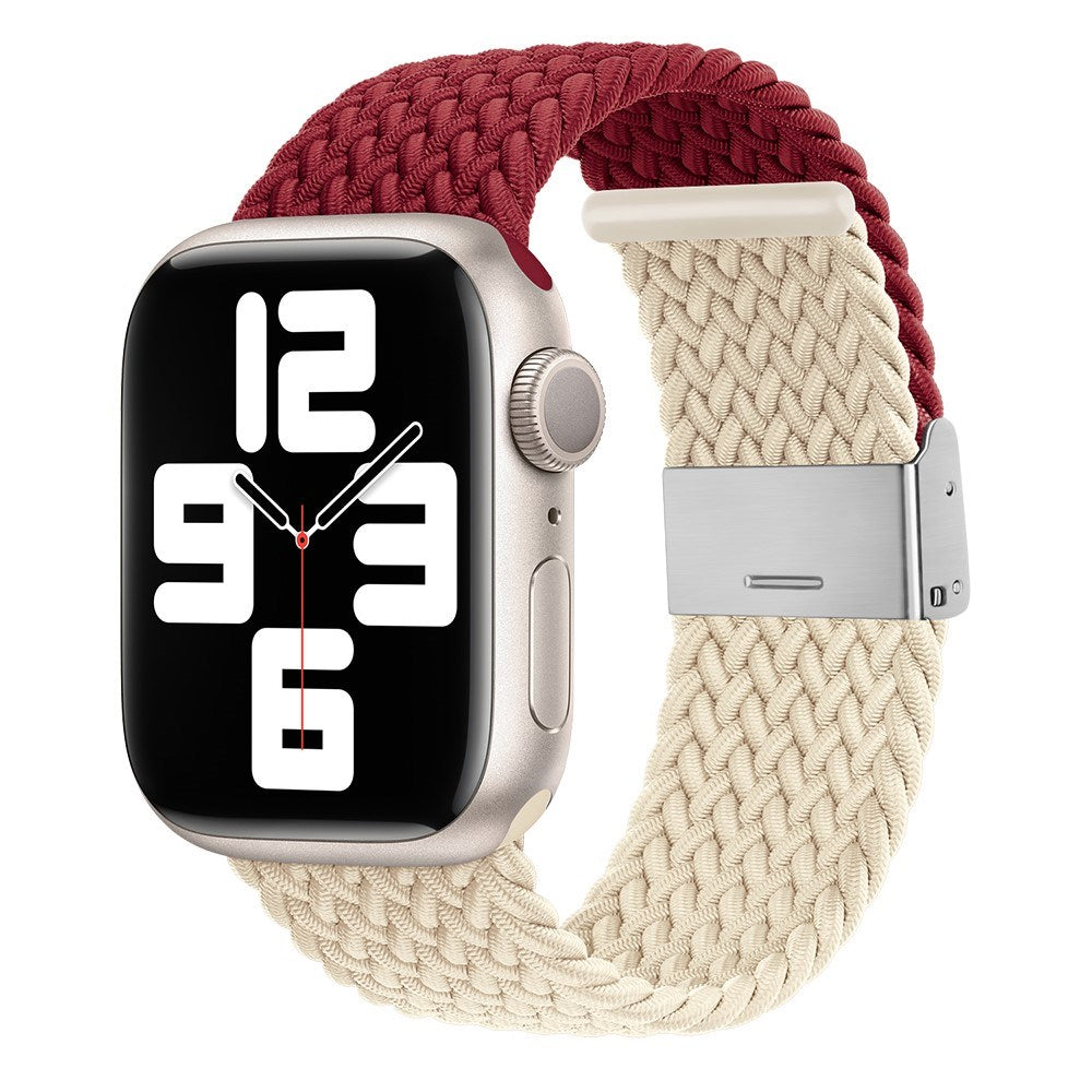 Apple Watch (38/40/SE/41/42mm) Two-tone Nylon Strap - Red / Beige