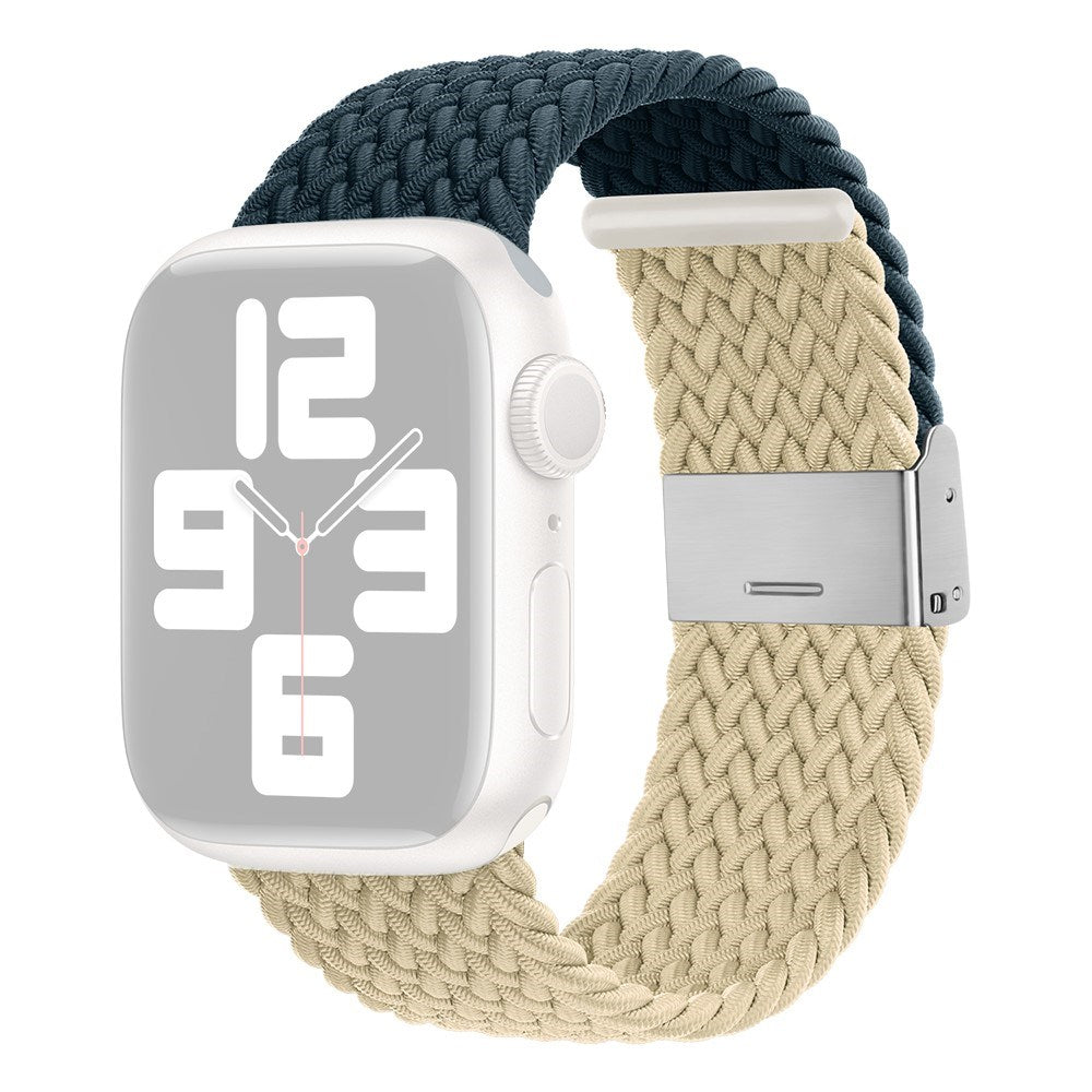 Apple Watch (38/40/SE/41/42mm) Two-tone Nylon Strap - Dark Blue / Beige