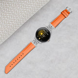 Google Pixel Watch 1 / 2 / 3 Leather Strap w. Silver Rhinestone Buckle - Orange