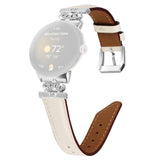 Google Pixel Watch 1 / 2 / 3 Leather Strap w. Silver Rhinestone Buckle - Beige