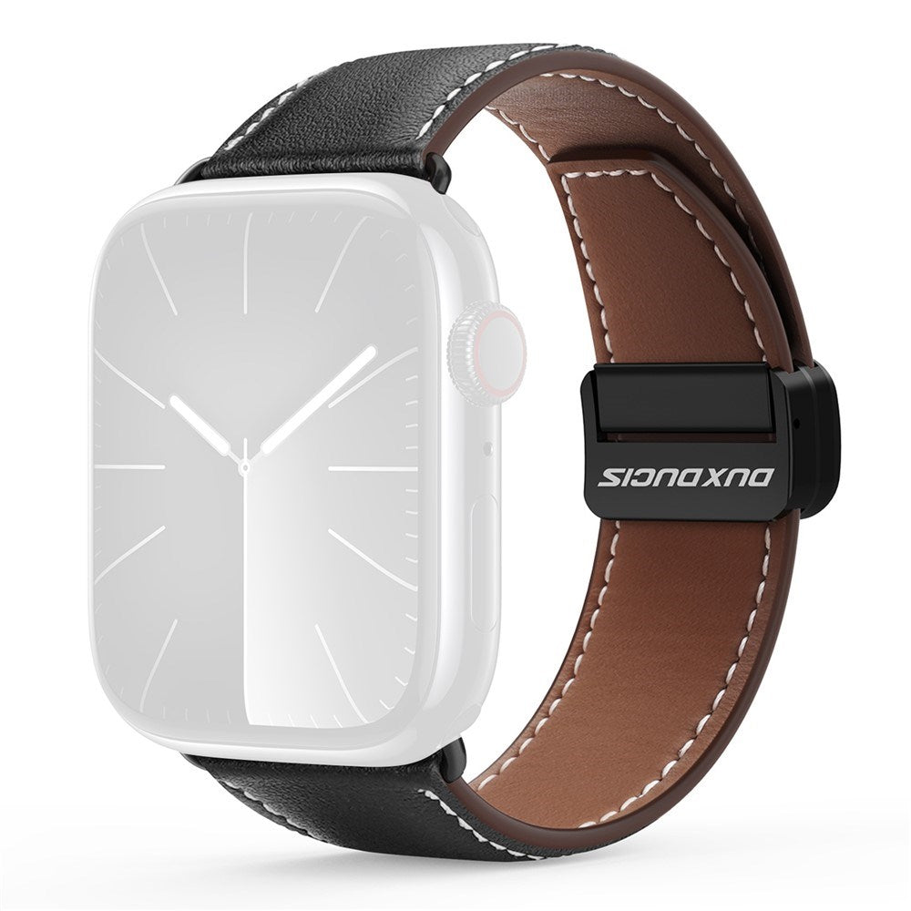 Apple Watch (42/44/SE/45/46/49mm) DUX DUCIS Faux Leather Watch Strap - Black
