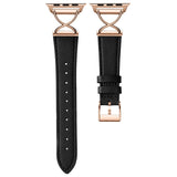 Apple Watch (38/40/SE/41/42mm) Neutral Artificial Leather Strap - Black / Rose Gold