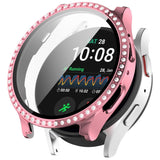 Samsung Galaxy Watch 7 (40mm) Hard Plastic Case w. Built-in Screen Protector - Pink & Rhinestones