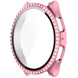 Samsung Galaxy Watch 7 (40mm) Hard Plastic Case w. Built-in Screen Protector - Pink & Rhinestones