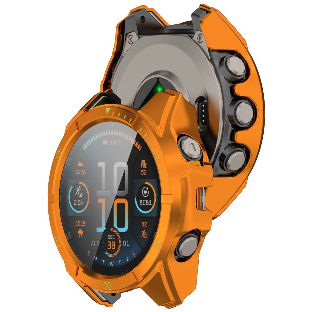 Garmin Tactix 8 AMOLED (51mm) Hard Plastic Case with Screen Protector Glass - Orange / Yellow