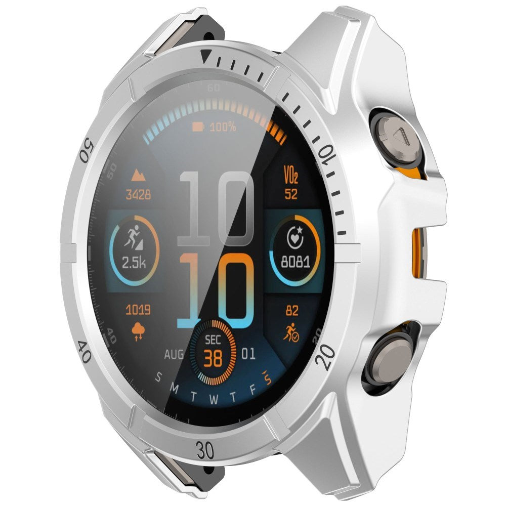 Garmin Tactix 8 AMOLED (47mm) Hard Plastic Case with Screen Protector Glass - Silver / Black