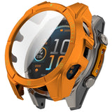 Garmin Tactix 8 AMOLED (47mm) Hard Plastic Case with Screen Protector Glass - Orange / Yellow