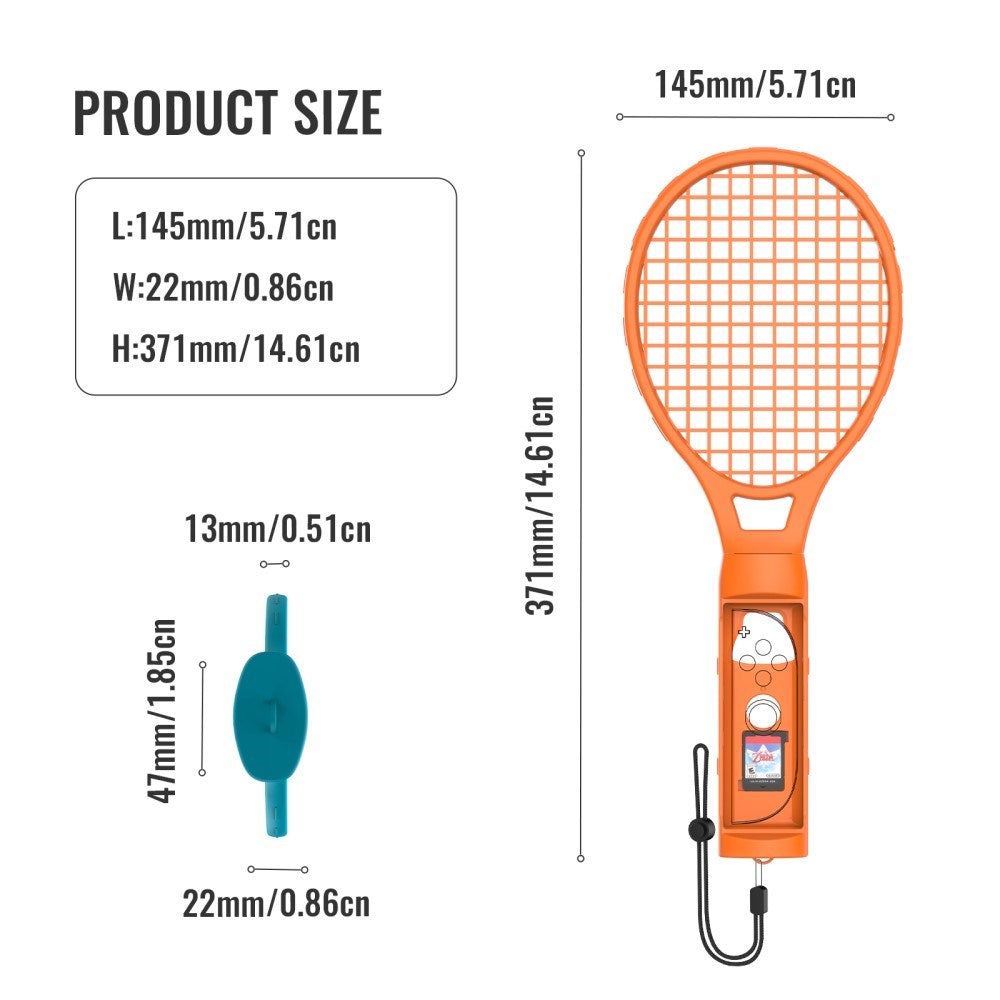 Tennis Racket for Nintendo Switch 2 Controller - 2 pcs - Blue / Orange