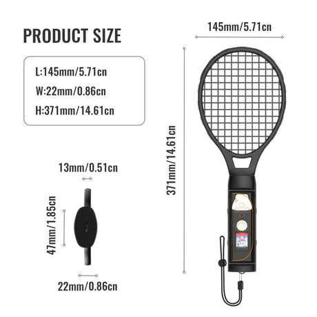 Tennis Racket for Nintendo Switch 2 Controller - 2 pcs - Black