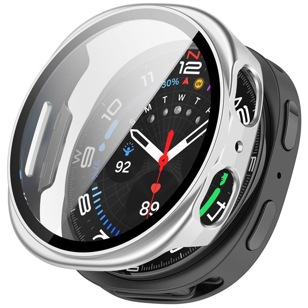 Samsung Galaxy Watch 8 (44mm) Hard Plastic Case with Screen Protector - Matte Silver