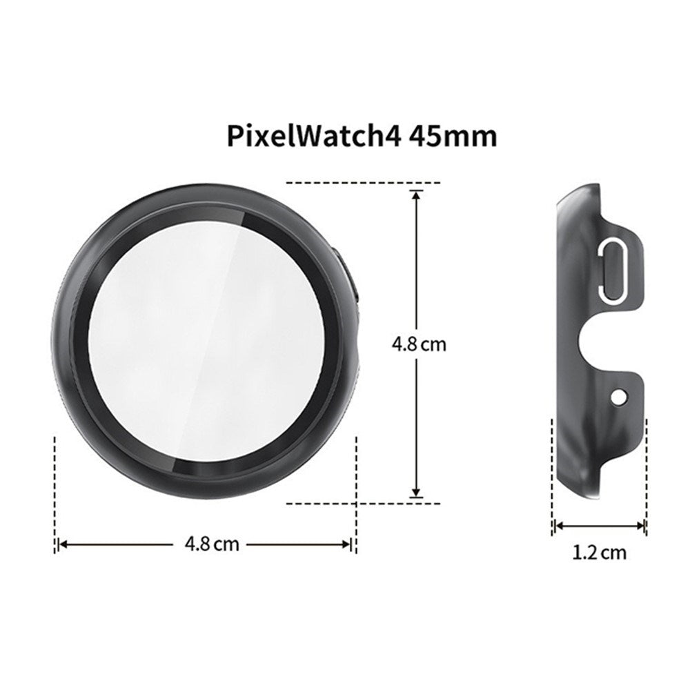 Google Pixel Watch 4 (45mm) Hard Plastic Case with Built-in Screen Protector - Silver