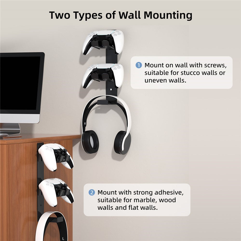 Wall Mounted Stand for Controllers / Headsets - Black