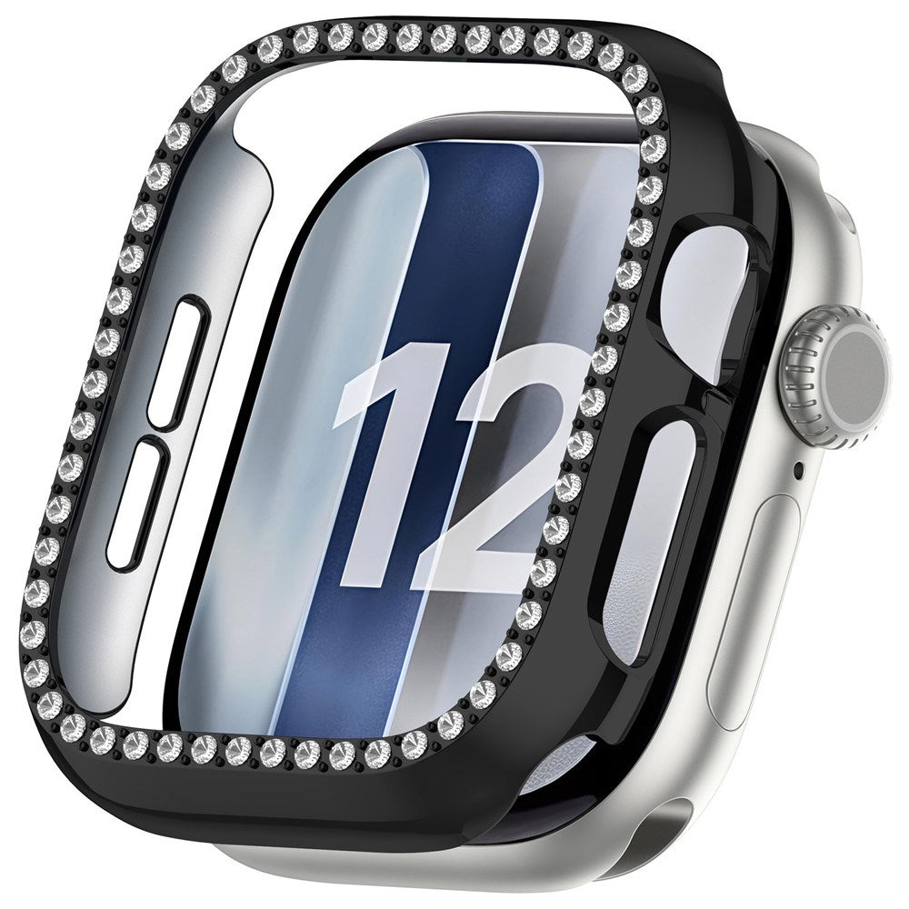 Apple Watch Series 12 (42mm) Hard Plastic Case - Black & Rhinestones