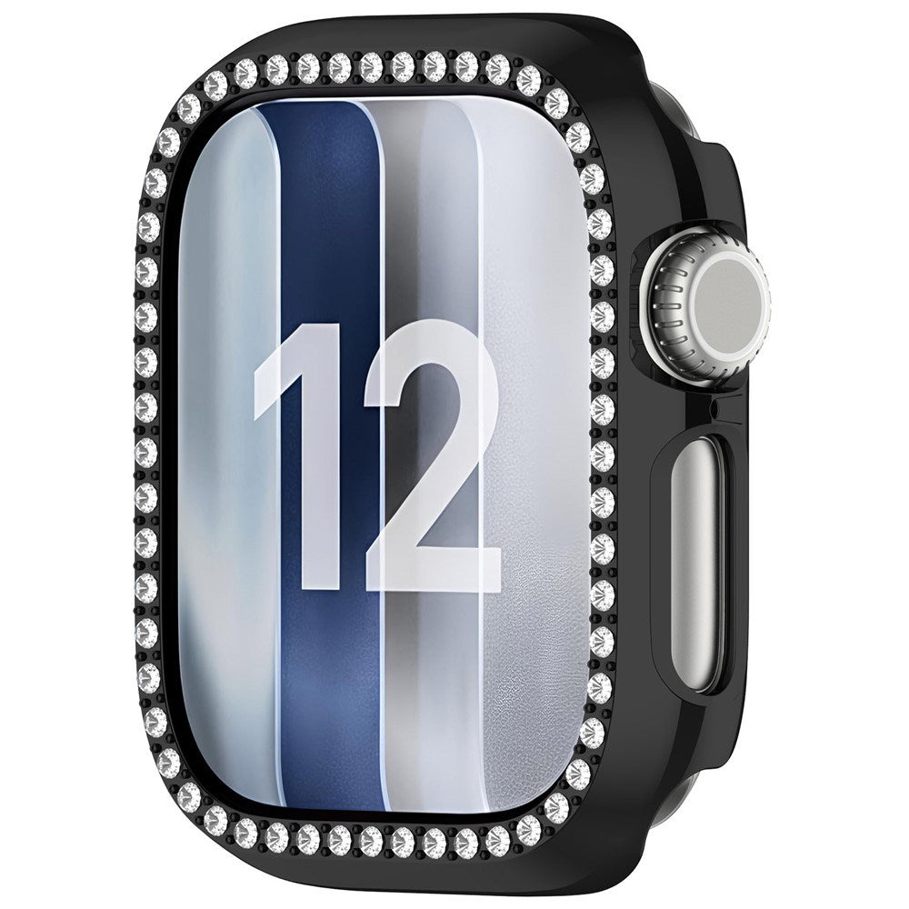 Apple Watch Series 12 (42mm) Hard Plastic Case - Black & Rhinestones