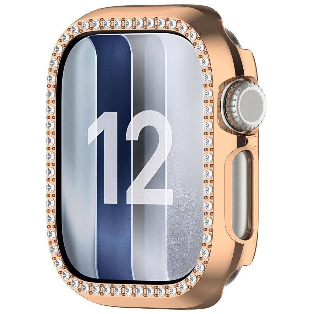 Apple Watch Series 12 (42mm) Hard Plastic Case - Rose Gold & Rhinestones