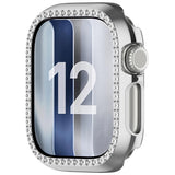 Apple Watch Series 12 (42mm) Hard Plastic Case - Silver & Rhinestones