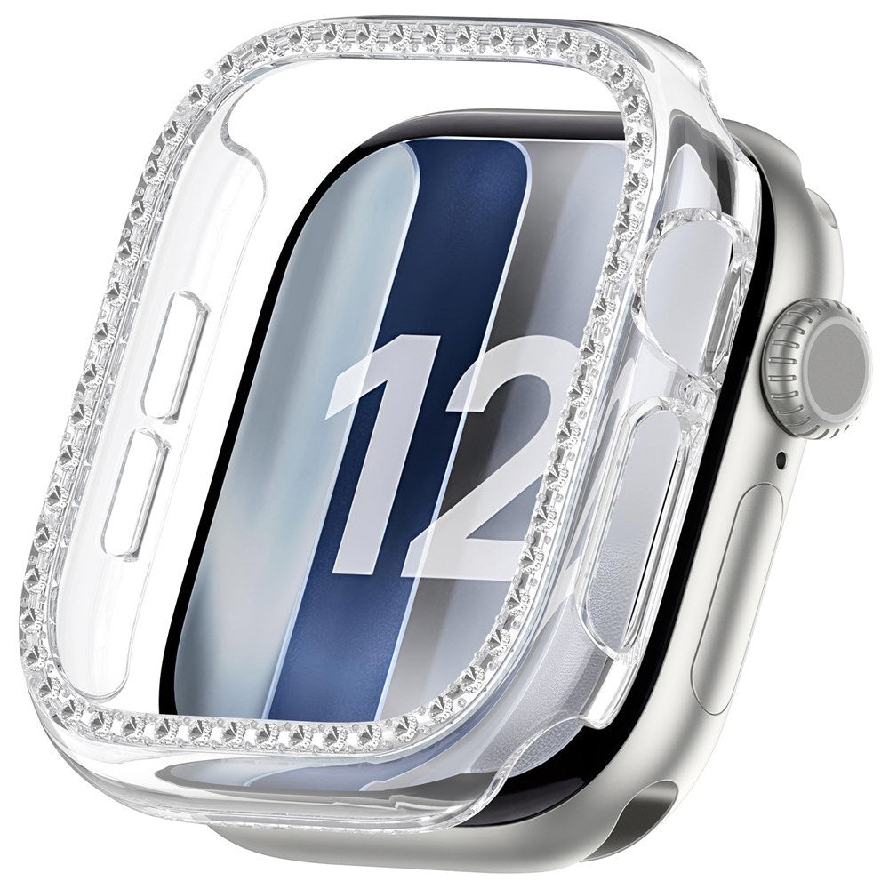 Apple Watch Series 12 (42mm) Hard Plastic Case - Transparent & Rhinestones