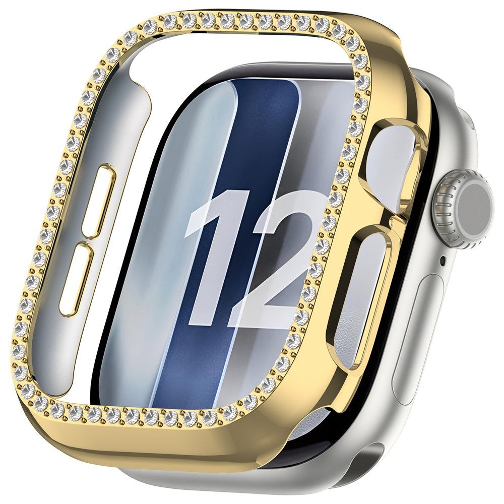 Apple Watch Series 12 (46mm) Hard Plastic Case - Gold & Rhinestones