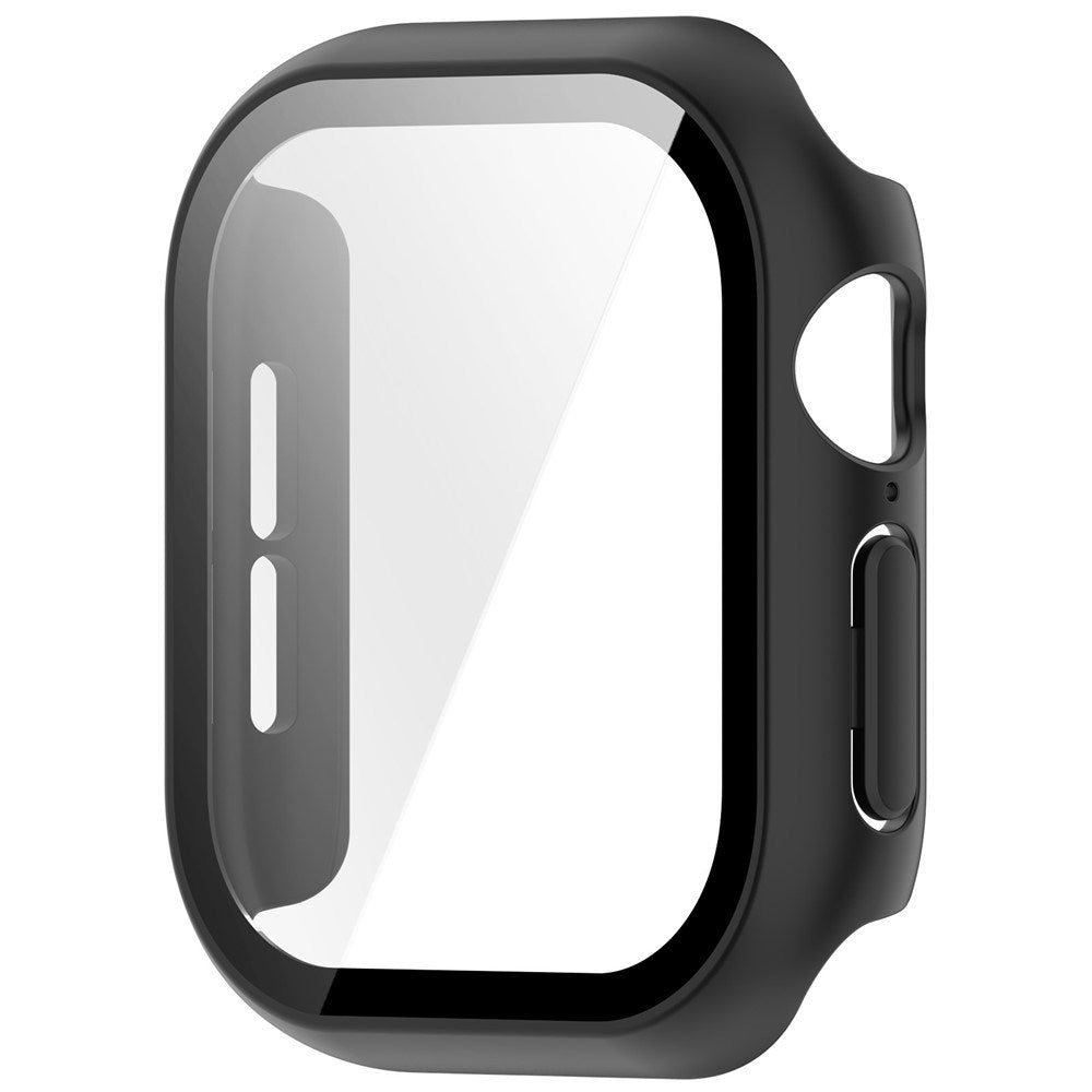 Apple Watch Series 12 (42mm) Hard Plastic Case with Built-In Screen Protector Glass - Black