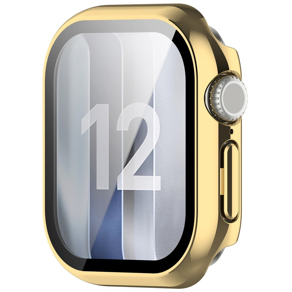 Apple Watch Series 12 (42mm) Hard Plastic Case with Built-In Screen Protector Glass - Gold