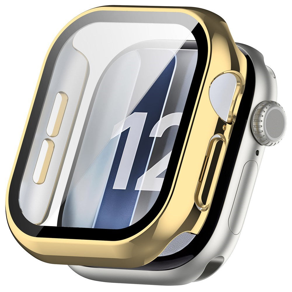 Apple Watch Series 12 (46mm) Hard Plastic Case with Built-In Screen Protector Glass - Gold