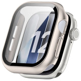 Apple Watch Series 12 (46mm) Hard Plastic Case with Built-In Screen Protector Glass - Rose Gold