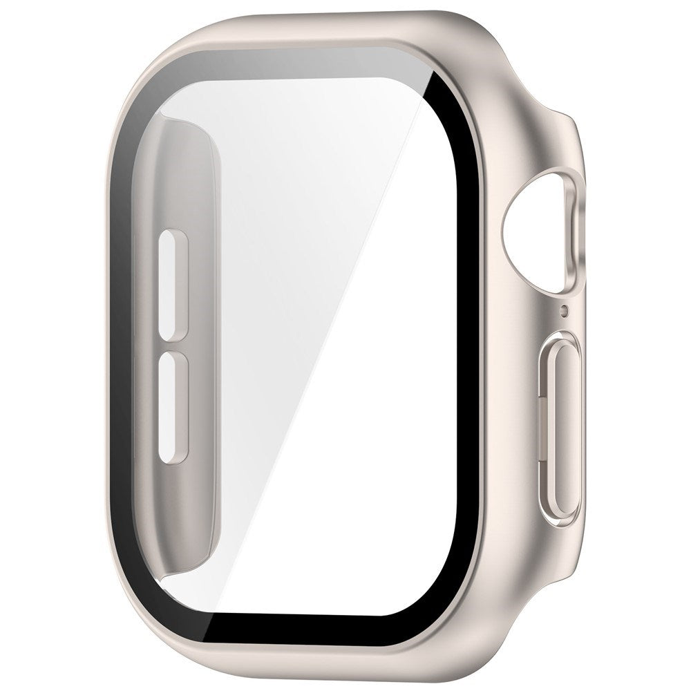 Apple Watch Series 12 (46mm) Hard Plastic Case with Built-In Screen Protector Glass - Rose Gold