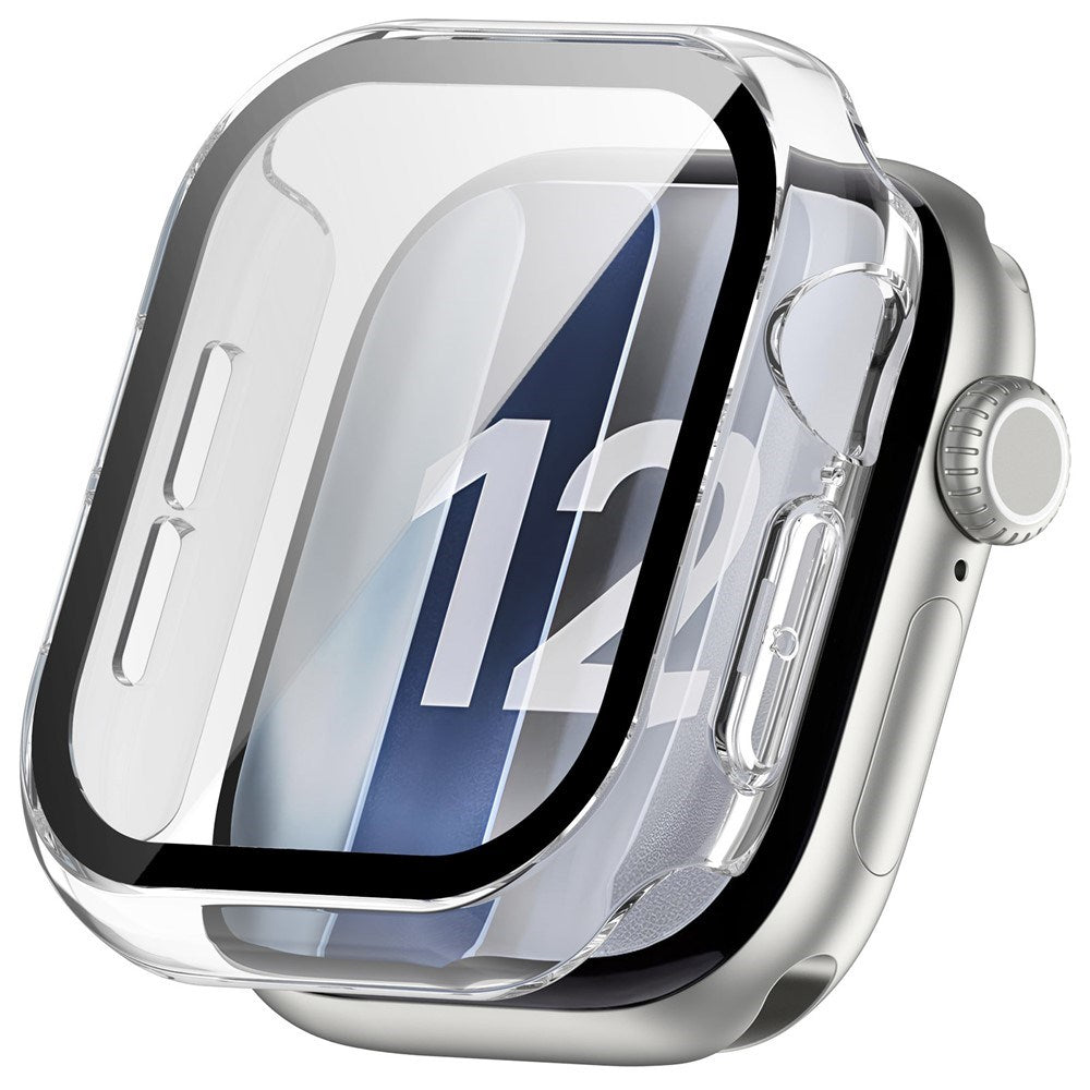 Apple Watch Series 12 (46mm) Hard Plastic Case with Built-In Screen Protector Glass - Transparent