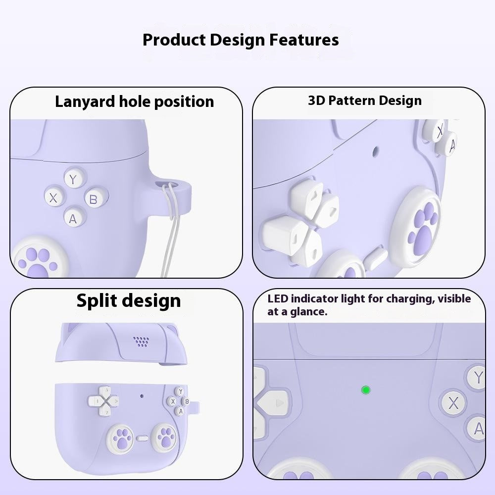 Apple AirPods Pro (3rd Gen.) Silicone Cat Case With Gamer Design - Purple