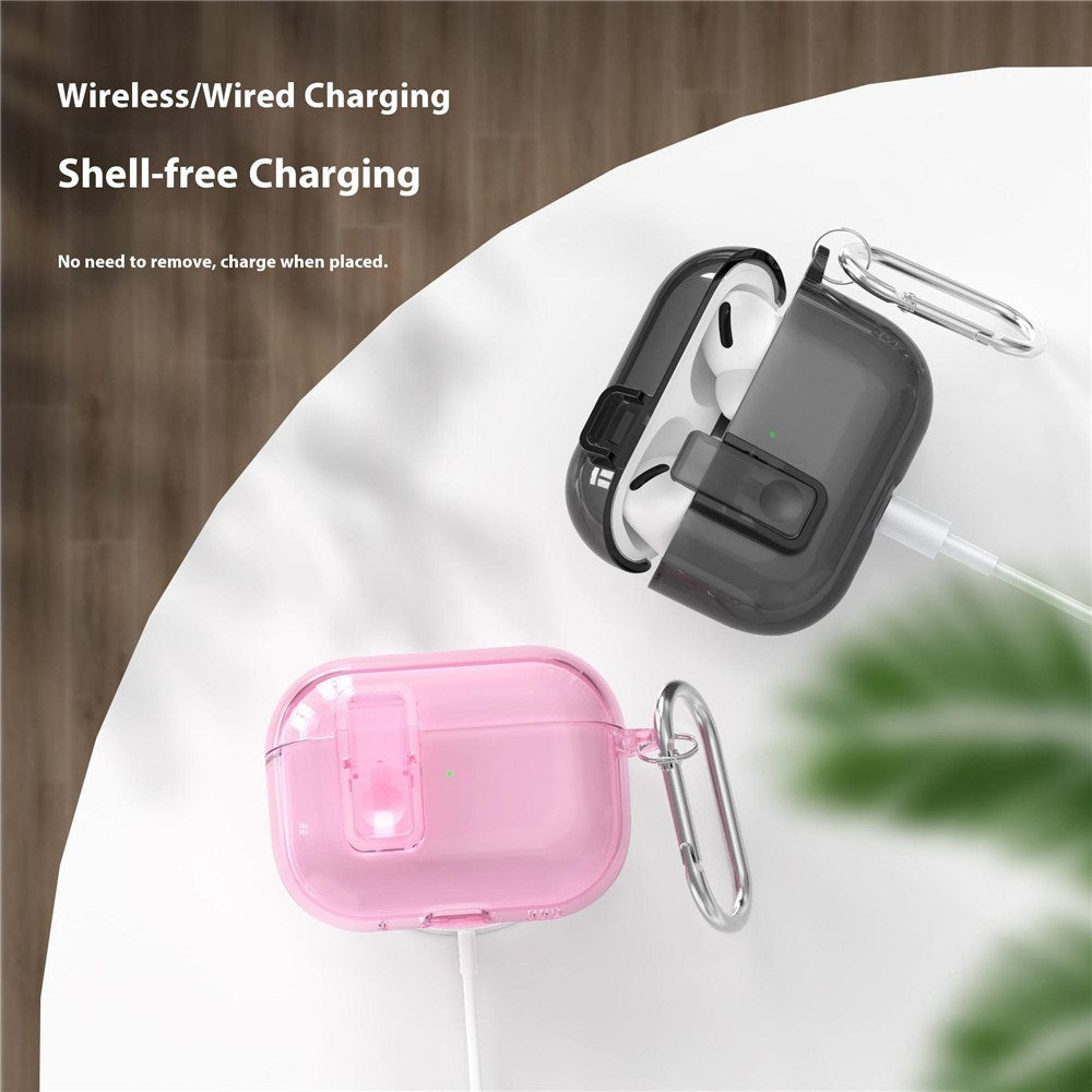 Apple AirPods Pro (3rd gen.) Hybrid Plastic Case with Carabiner - Transparent Glitter