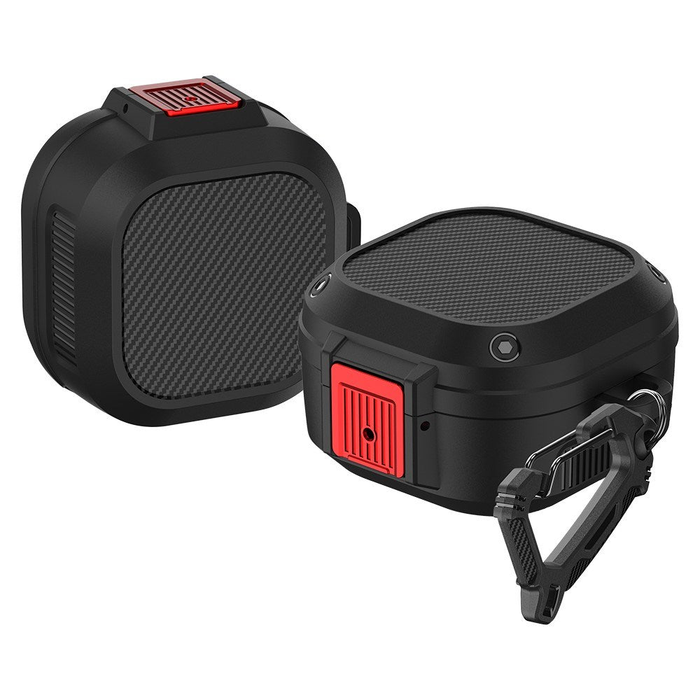 Samsung Galaxy Buds2 / Buds2 Pro / Buds Pro / Buds Live Hybrid Plastic Case with Carabiner - Black / Red