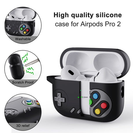 Apple Airpods Pro 2nd Gen (2022) Silicone Case with Carabiner - Game Console - Grey