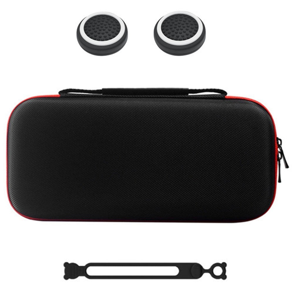 Nintendo Switch 2 Storage Case with Silicone Cable Ties & Joystick Grip Caps - Black / Red