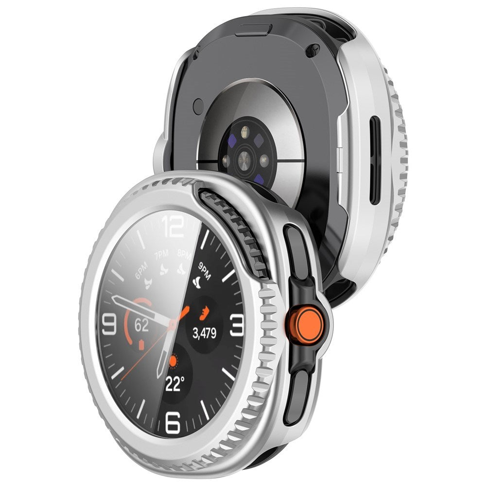 Samsung Galaxy Watch 8 Classic (46mm) Hard Plastic Case with Built-in Screen Protector - Matte Silver