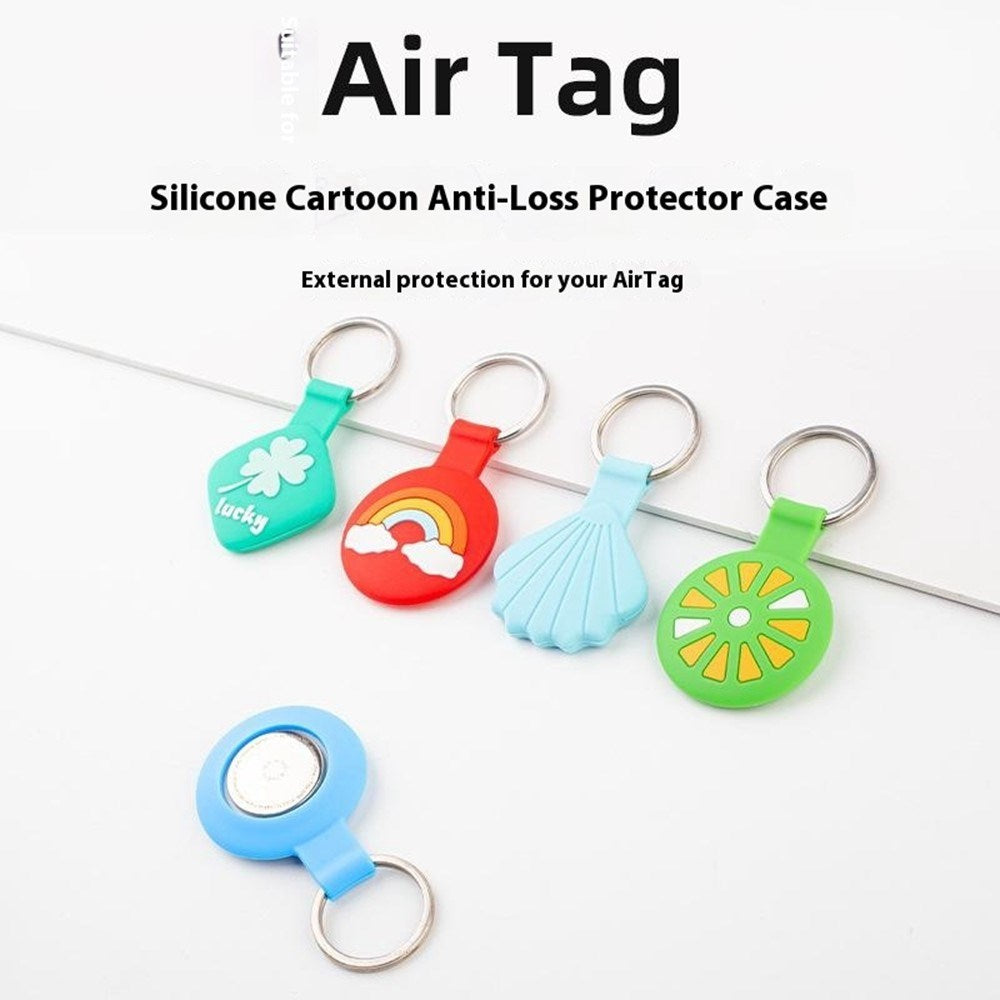 Apple AirTag Silicone Case with 3D Design & Keychain - Blue Seashell