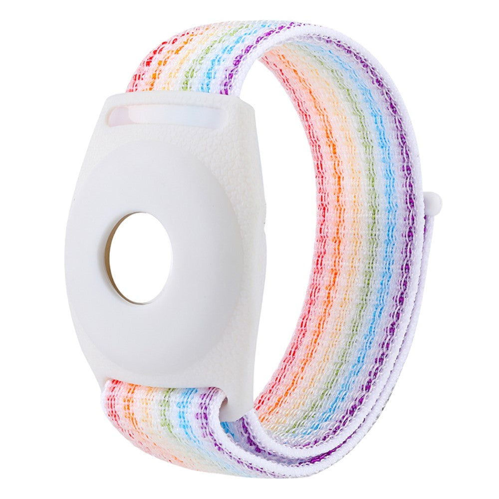 AirTag Nylon Children's Strap - Rainbow - White