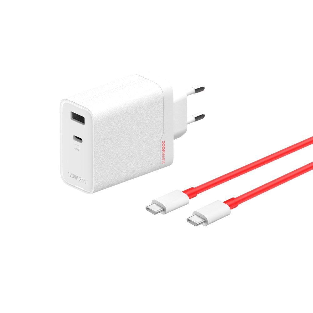 OnePlus Wall Charger with USB-C to USB-C Cable - 120W USB-C / USB-A - White