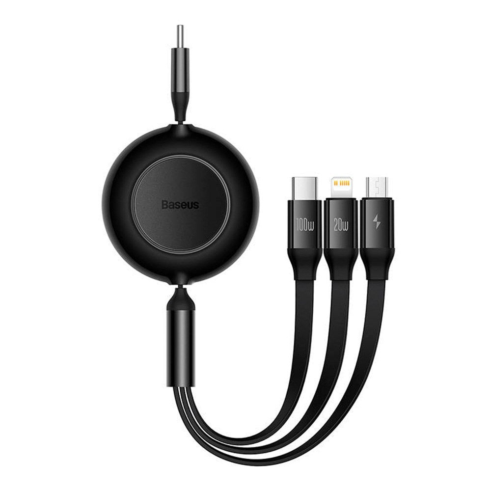 Baseus Bright Mirror 100W 3-in-1 Multi Cable with USB-C to USB-C, Micro-USB & Lightning - 1.1m - Black - (DEMO)