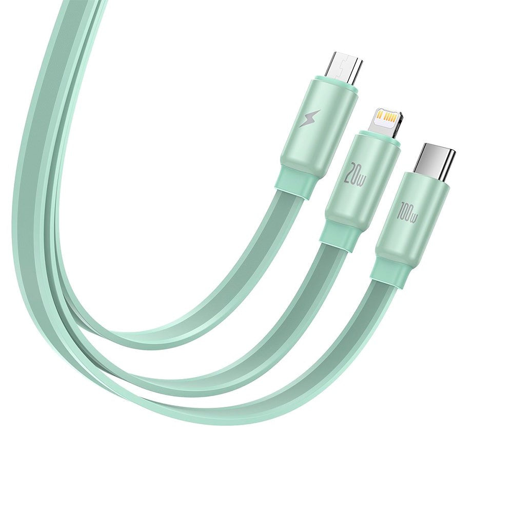 3-in-1 Multi Cable Baseus USB-C to USB-C, Micro USB and Lightning - Green