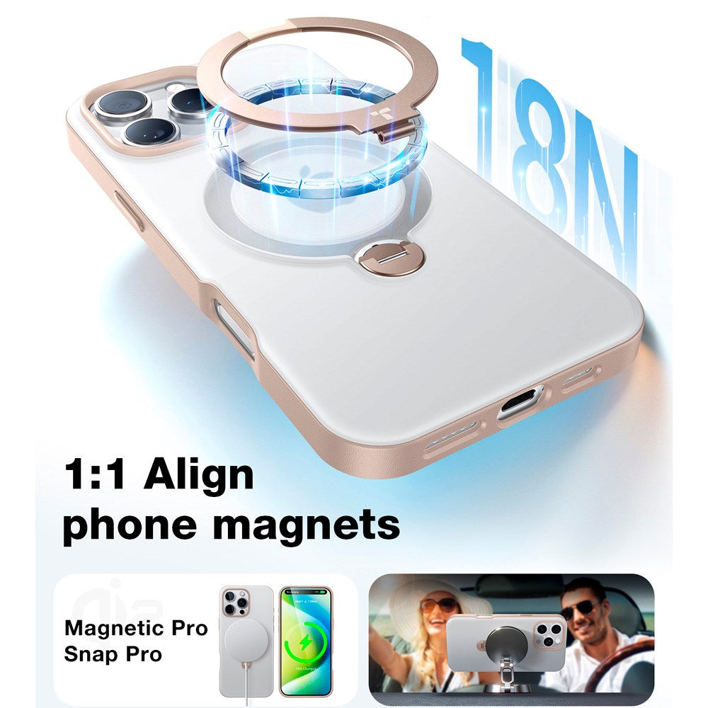 TORRAS iPhone 16 Pro Max Hybrid Plastic Case with Stand Function - MagSafe Compatible - Gold