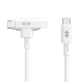 Hyper HyperJuice 60W 2-in-1 Hybrid Silicone USB-C to USB-C & Lightning Cable - 1.5m - White