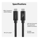 Hyper HyperDrive 240W USB-C to USB-C Cable - 1.2m - Black