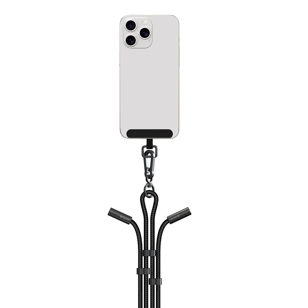 Devia 2-in-1 Adjustable Phone Strap & USB-C to USB-C Cable - Black