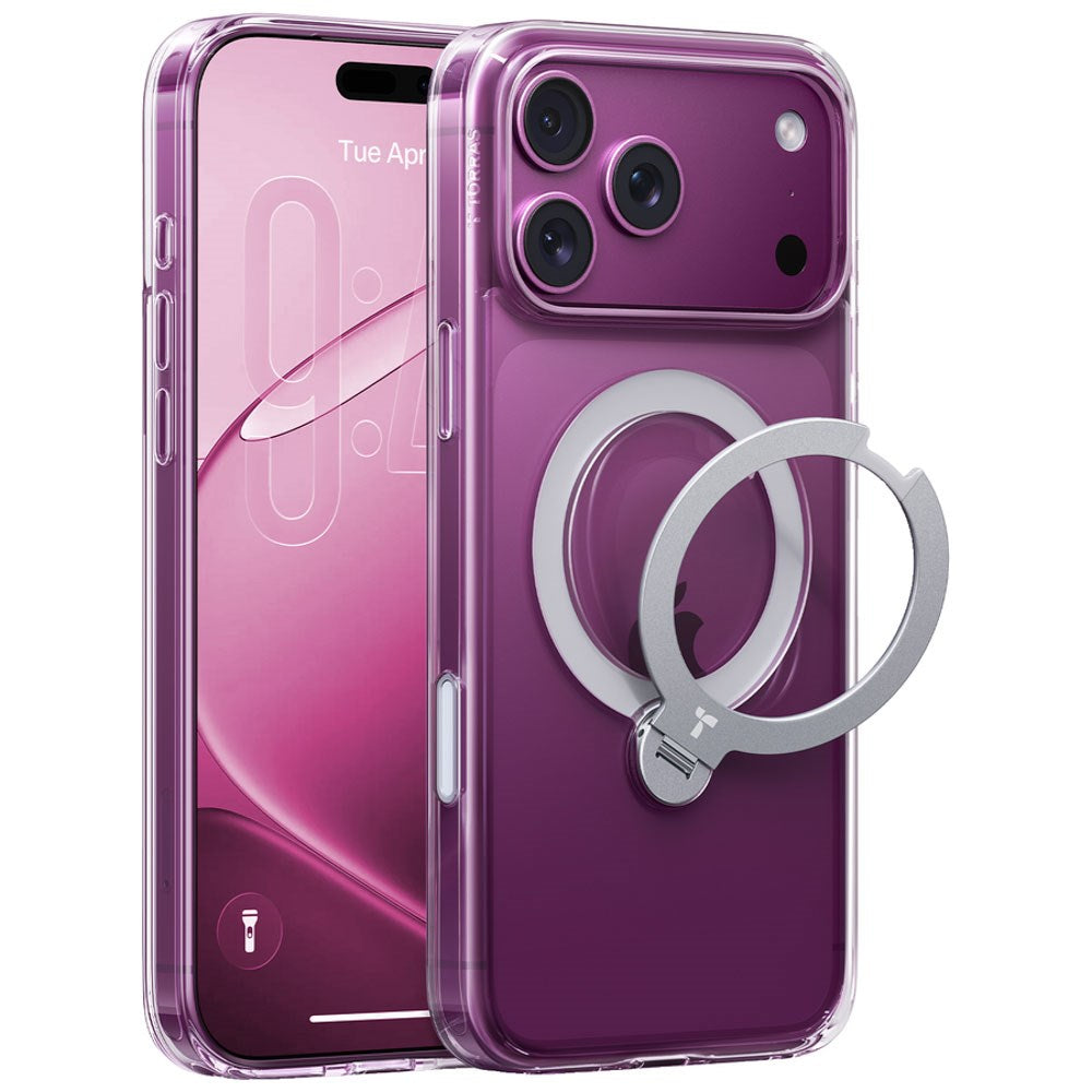 iPhone 18 Pro Max / 17 Pro Max TORRAS Ostand Q3 Spin Case - MagSafe Compatible - Transparent