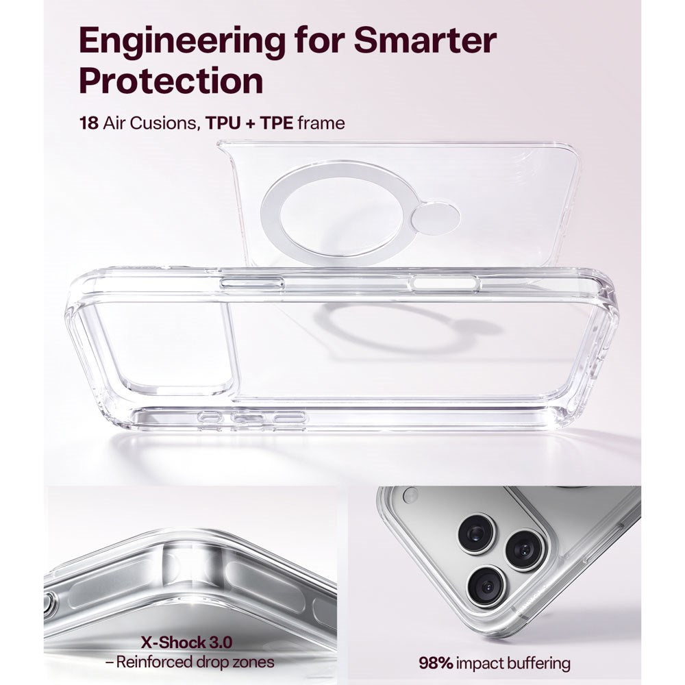 iPhone 18 Pro Max / 17 Pro Max TORRAS Ostand Q3 Spin Case - MagSafe Compatible - Transparent
