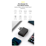 Baseus 100W PD GaN² Pro Fast Charger - Wall charger w. 2 x USB-C & 2 x USB-A - White (DEMO)